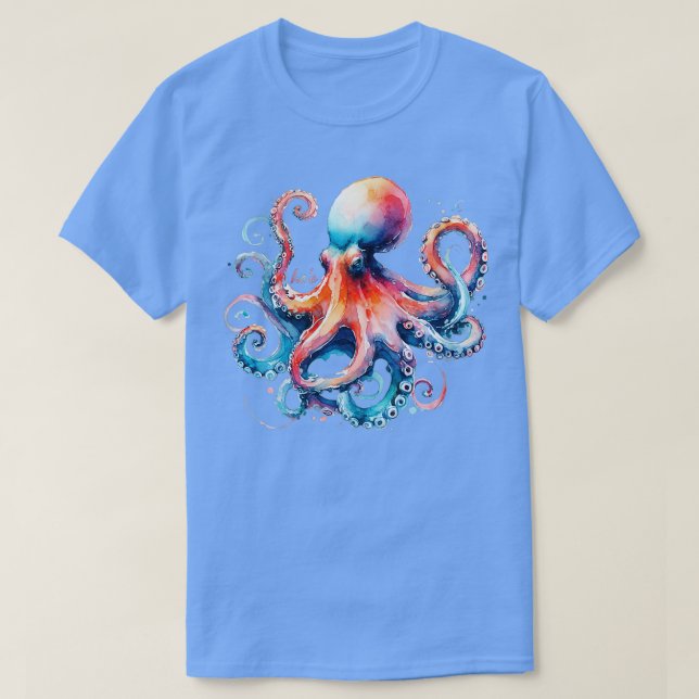 T-shirt Aquarelle Octopus He in Hawaiian VNeck (Design devant)