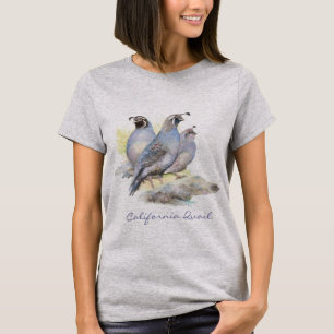 T-shirt Aquarelle originale California Quail. Oiseau