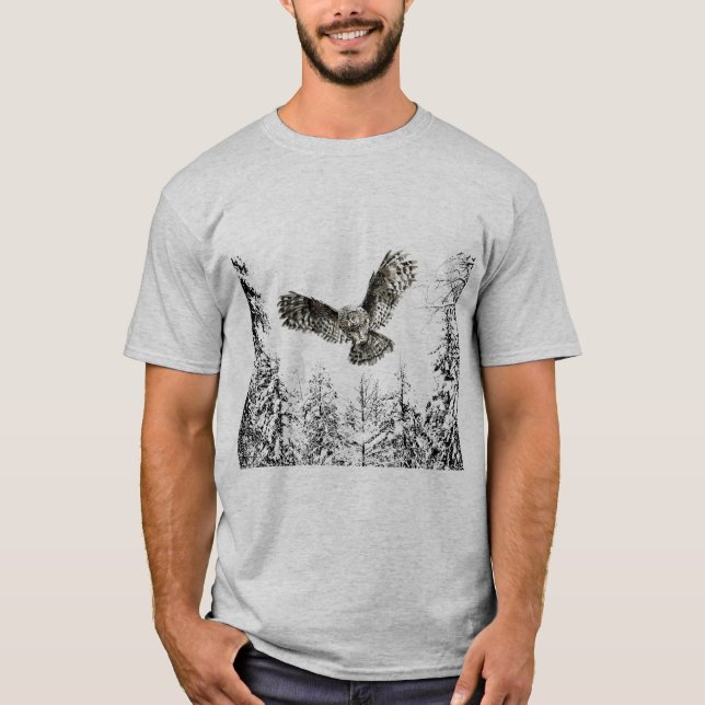 T-shirt Aquarelle originale Frappe ou Chasse Chouette Oise (Devant)