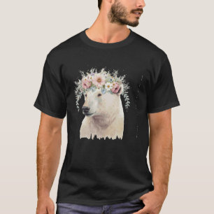 T-shirt Aquarelle Ours Polaire Fleur Couronne Boho Aesthét