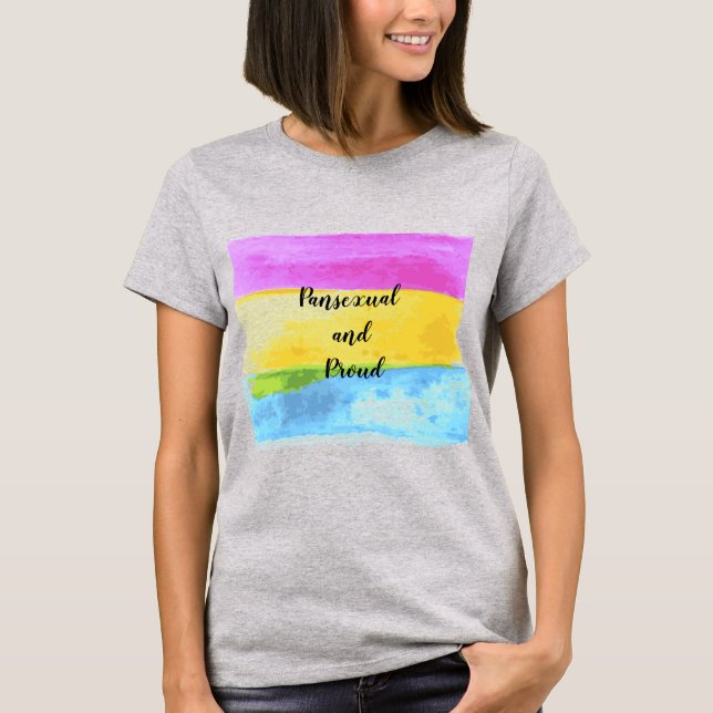 T-shirt Aquarelle Pansexuelle et Fière (Devant)