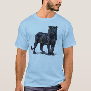 T-shirt aquarelle panthère noire