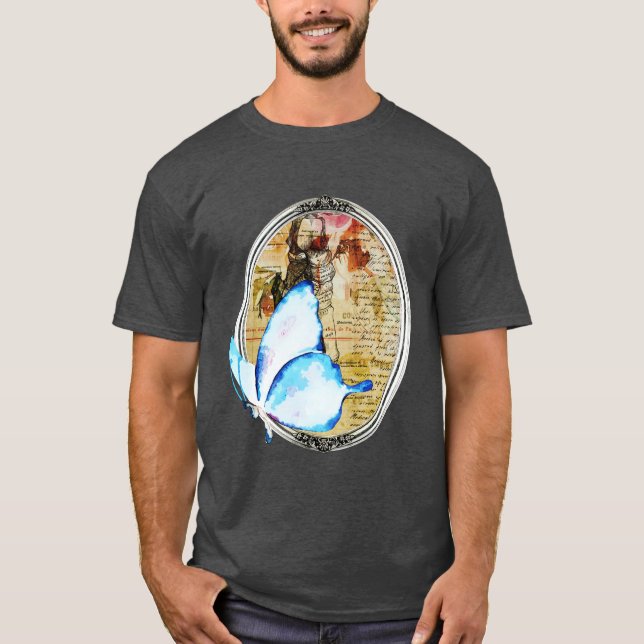 T-shirt Aquarelle Papillon Et Cadre (Devant)