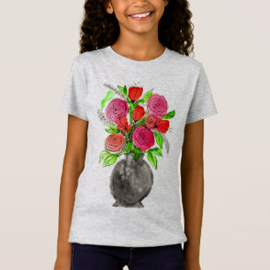 T-Shirt Aquarelle peinte à la main Art Floral Abstrait