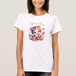 T-shirt Aquarelle personnalisée Jouer Nom du chaton