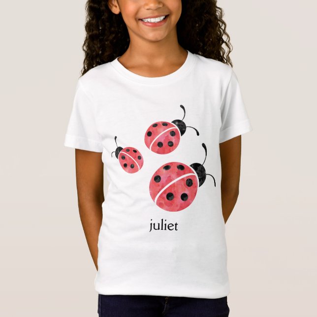 T-Shirt Aquarelle personnalisée Ladybug Lovebug Tee (Devant)