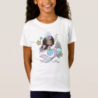 Aquarelle personnalisée Sirène personnalisée fille