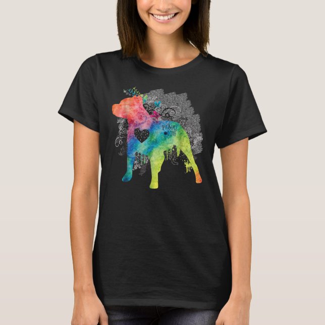 T-shirt Aquarelle Pitbull Love Zen Pit Bull (Devant)