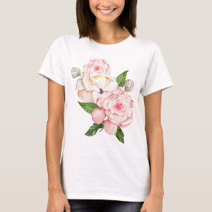 T-shirt Aquarelle pivoine en couleurs tendres