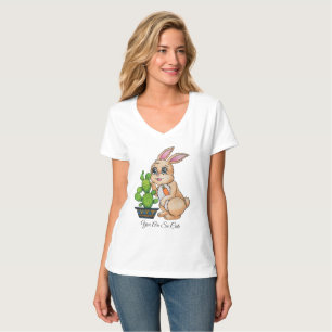 T-shirt Aquarelle Rabbit Et Cactus Mignons