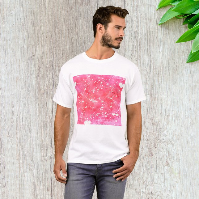 T-shirt Aquarelle romantique Coeurs et flèches roses Motif (Créateur téléchargé)