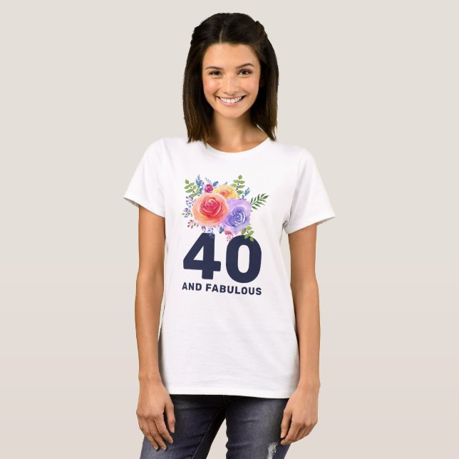 T-shirt Aquarelle Rose Bouquet floral Fabuleux 40 (Devant entier)