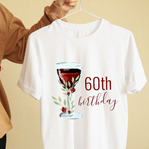 T-shirt Aquarelle Rose de vin rouge 60e anniversaire