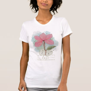 T-shirt Aquarelle rose Fleur Love