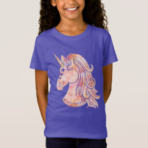 T-Shirt Aquarelle rose licorne