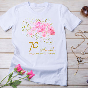T-shirt Aquarelle rose orchidée Parties scintillant or 70e