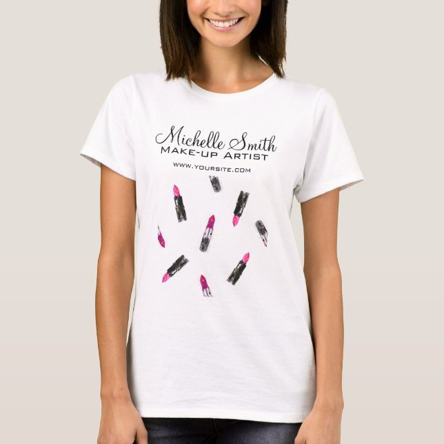 T-shirt Aquarelle rose rouge à lèvres marque de maquillage (Devant)
