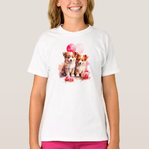 T-shirt Aquarelle Rosy Puppy Love