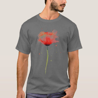 T-shirt Aquarelle rouge de la fleur de pavot Abstrait pein