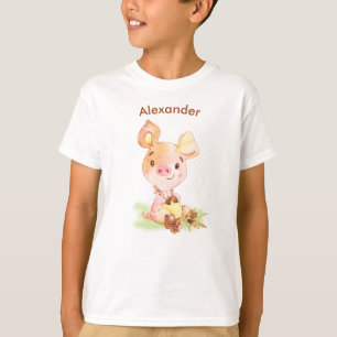 T-shirt Aquarelle rouge petit cochon