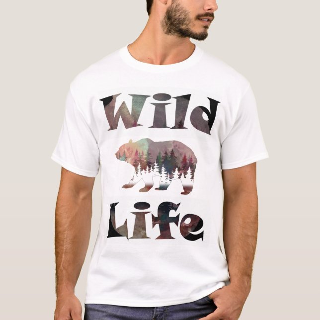 T-shirt Aquarelle rustique Ours de vie sauvage (Devant)