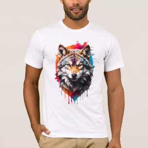 T-shirt Aquarelle sauvage et artistique Splash Art Wolf