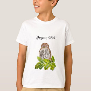 T-shirt Aquarelle Saw Whet Cute Little Owls Card