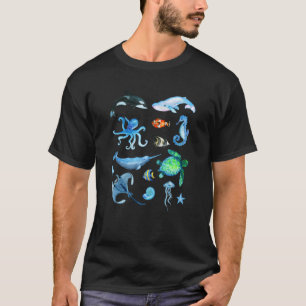 T-shirt Aquarelle Sea Animaux Enfants Océan Faune Marine