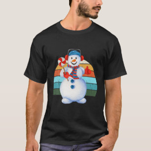 T-shirt Aquarelle Snowman Père Noël Feux d'arbre de Noël X