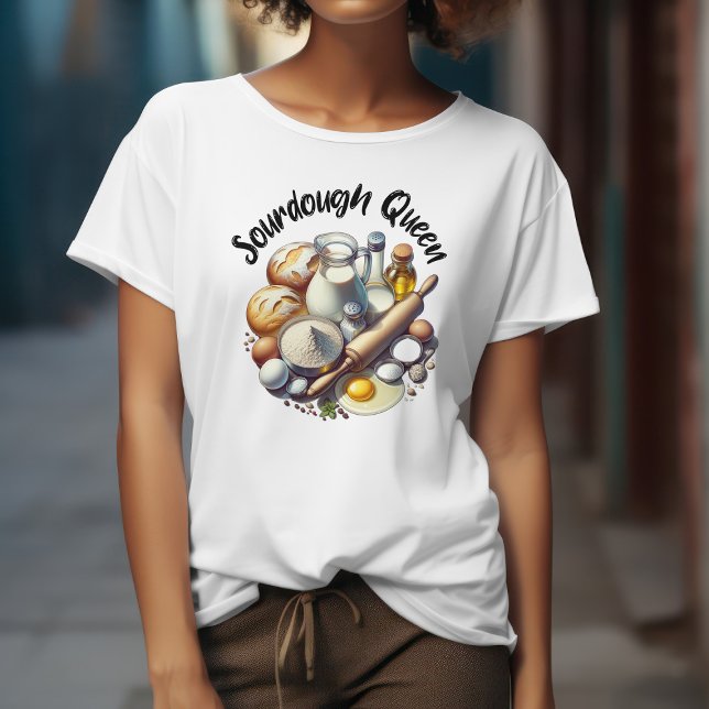 T-shirt Aquarelle Sourdough Queen pour femme boulangerie (Créateur téléchargé)