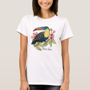 T-shirt Aquarelle Toucan Bird Avec Fleurs