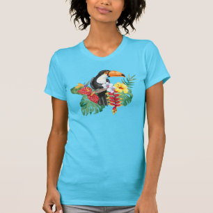 T-shirt Aquarelle Toucan et Hibiscus