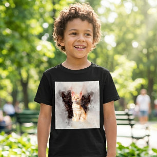 T-shirt Aquarelle Trio de Mignons Chatons Noirs et Orange