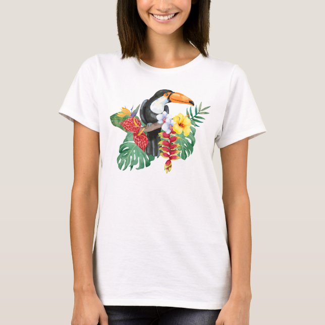 T-shirt Aquarelle Tropical Toucan (Devant)