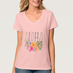 T-shirt Aquarelle tropicale florale Aloha