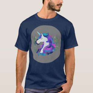 T-shirt Aquarelle Unicorne Magique Unicornes Gris Magie Fa