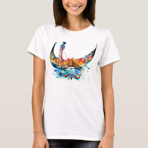 T-shirt Aquarelle vintage d'amour de voyage de ville de