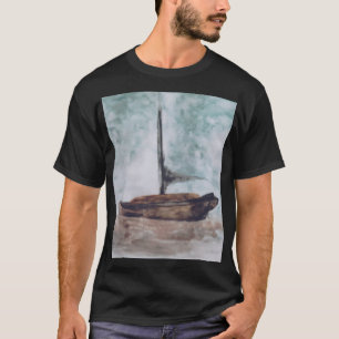 T-shirt Aquarelle vintage peinture de bateau à voile