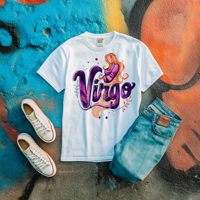 T-shirt Aquarelle Virgo Graffiti Airbrush Zodiac femme (Créateur téléchargé)