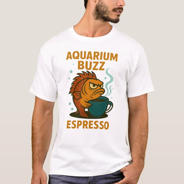T-shirt Aquarium Buzz Espresso Poisson en colère (Devant)