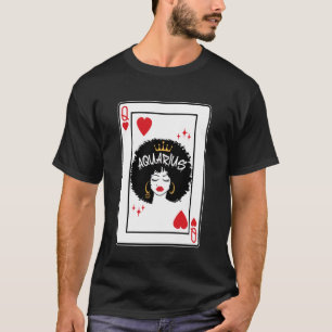 T-shirt Aquarius Astrologie Reine Noire Cœurs Blackjack Ca