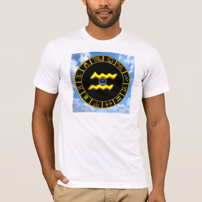 T-SHIRT AQUARIUS /GOLD ZODIAC BIJOU D'ANNIVERSAIRE (Devant)