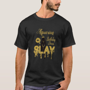 T-shirt Aquarius Queen Mars Février Fille Anniversaire Div