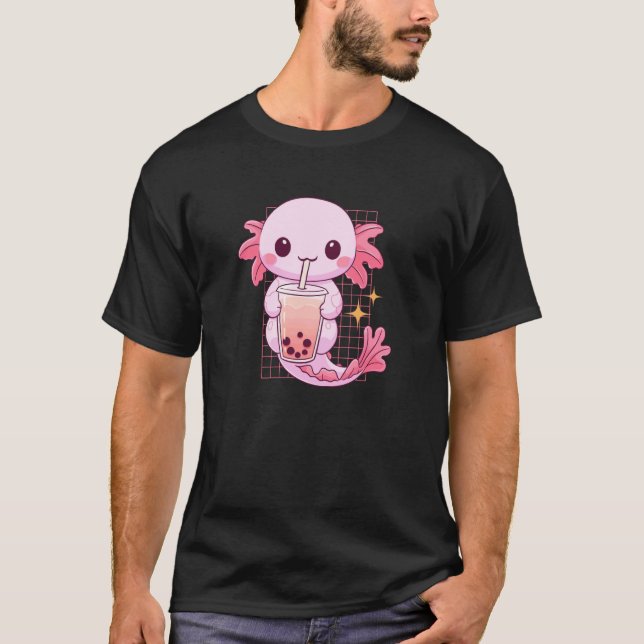 T-shirt Aquatic Creature Drinking Boba Tea Kawaii Cute Fun (Devant)