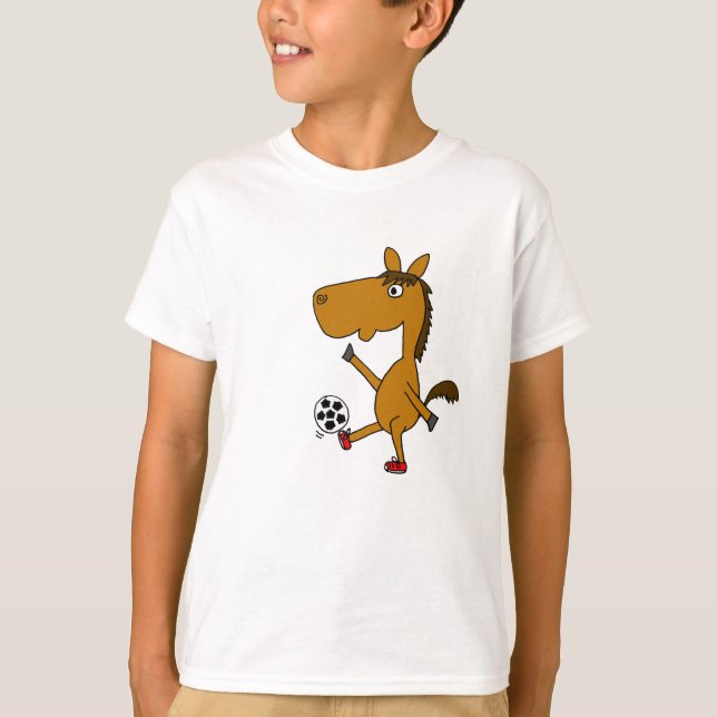 T-shirt AR- Drôle Cheval Jouer Soccer ou Chemise de Footba (Devant)