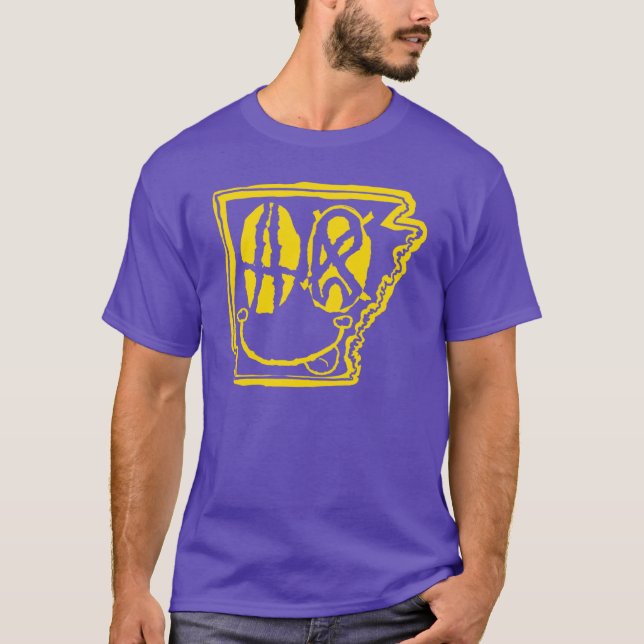 T-shirt AR Eyes Arkansas Grunge Souriant visage Jaune (Devant)