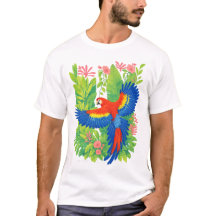 Ara rouge perroquet plantes tropicales