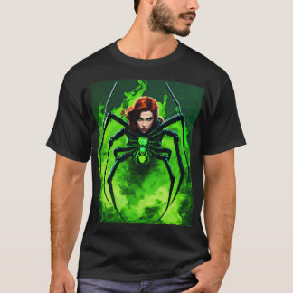 T-shirt Araignée de veuve noire avec fumée verte néon auto