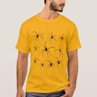 T-shirt Araignées noires sur Halloween orange