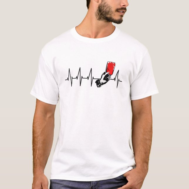 T-shirt arbitre Heartbeat Red Card Football Schiri (Devant)